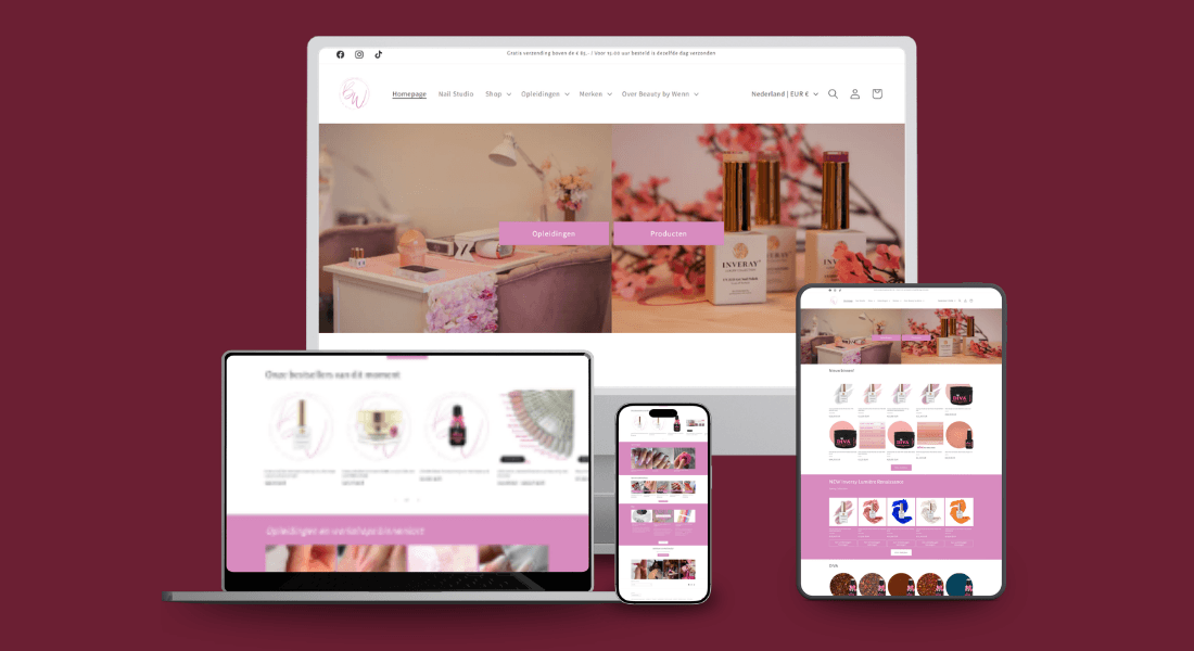 Beauty by Wenn — website voor premium beauty onderneming, gerealiseerd door Nordic Bloom Digital